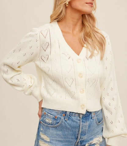 Eyelet Button Down Sweater