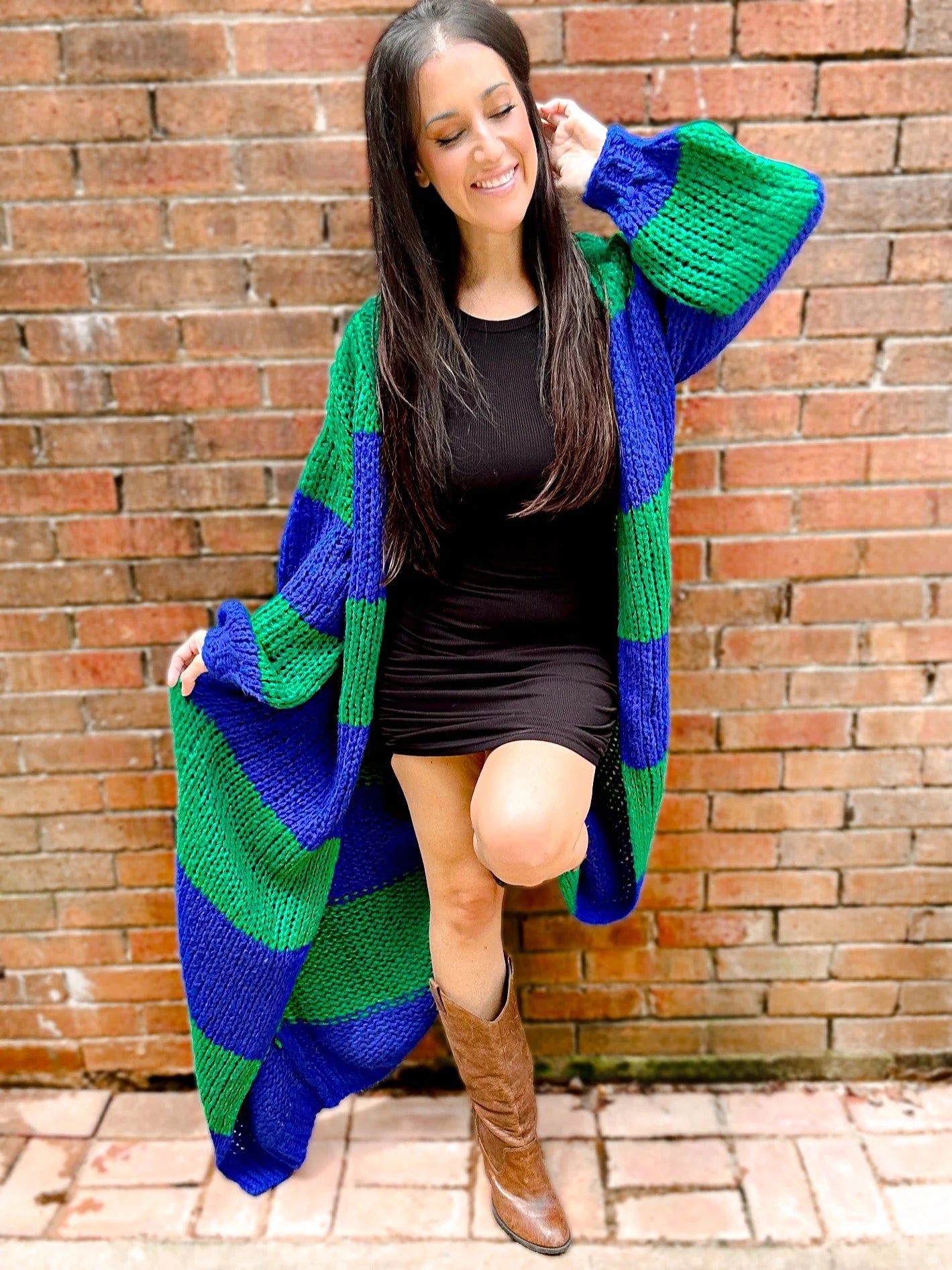PRE ORDER Oversized Chunky Striped Balloon Sleeve Duster