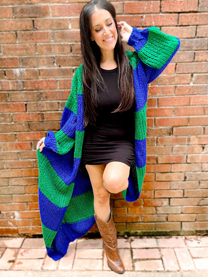 PRE ORDER Oversized Chunky Striped Balloon Sleeve Duster