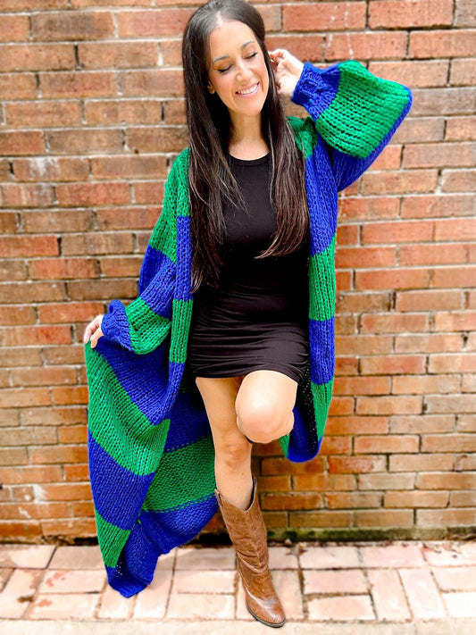 PRE ORDER Oversized Chunky Striped Balloon Sleeve Duster