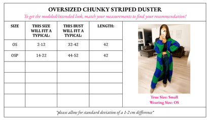 PRE ORDER Oversized Chunky Striped Balloon Sleeve Duster