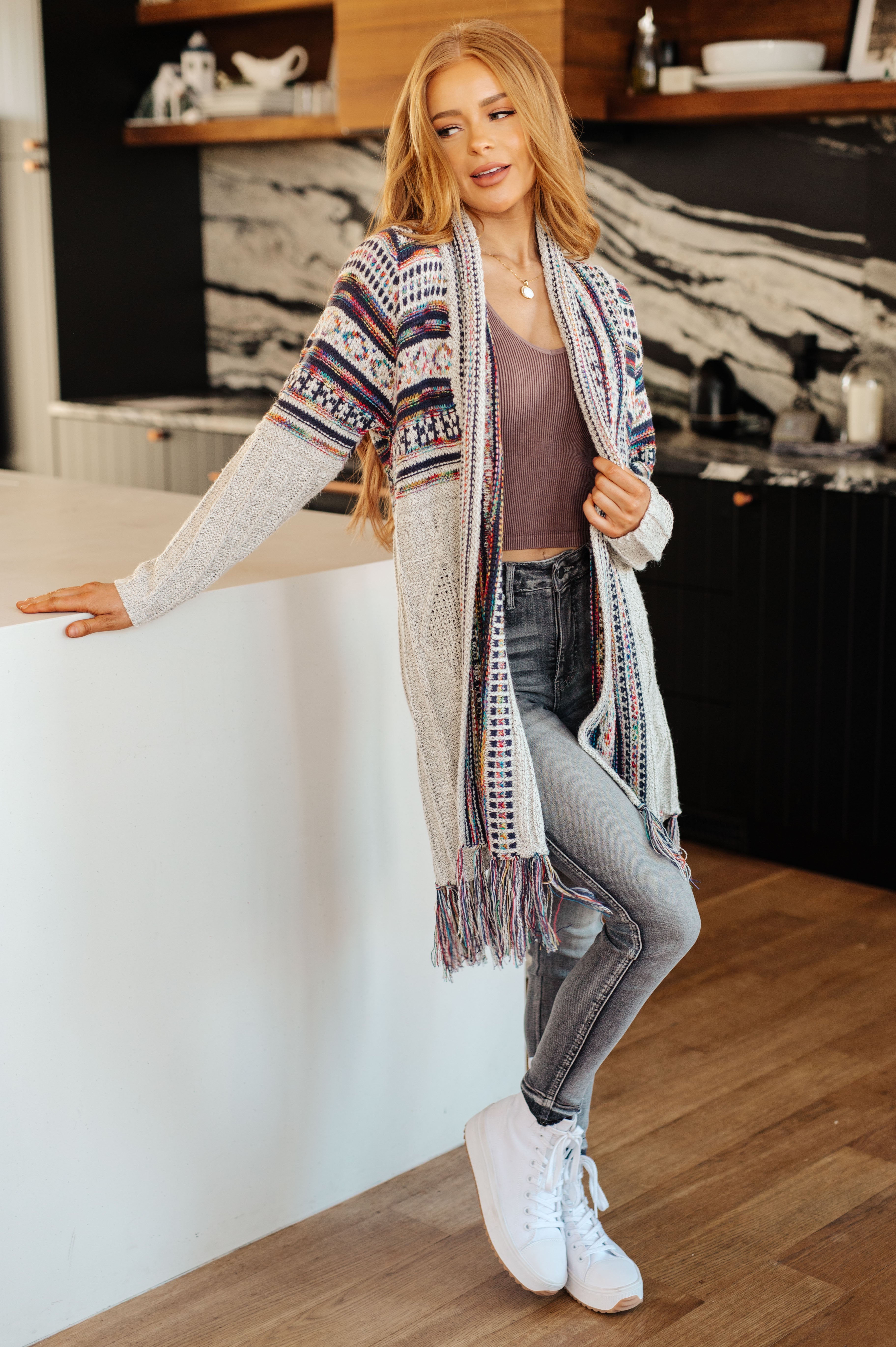 Lucky brand fringe cardigan best sale