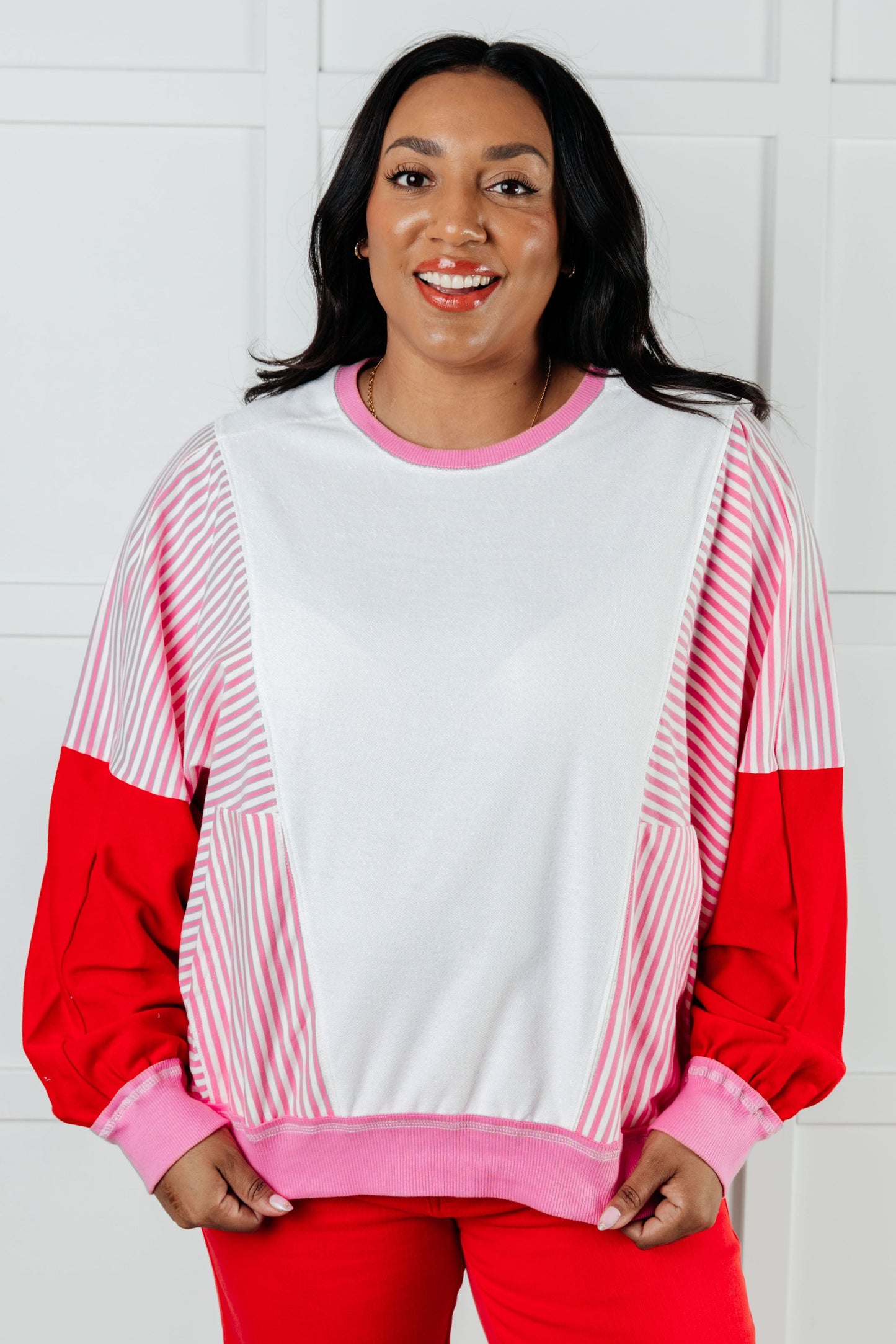 Stripes on My Sleeves Color Block Pullover