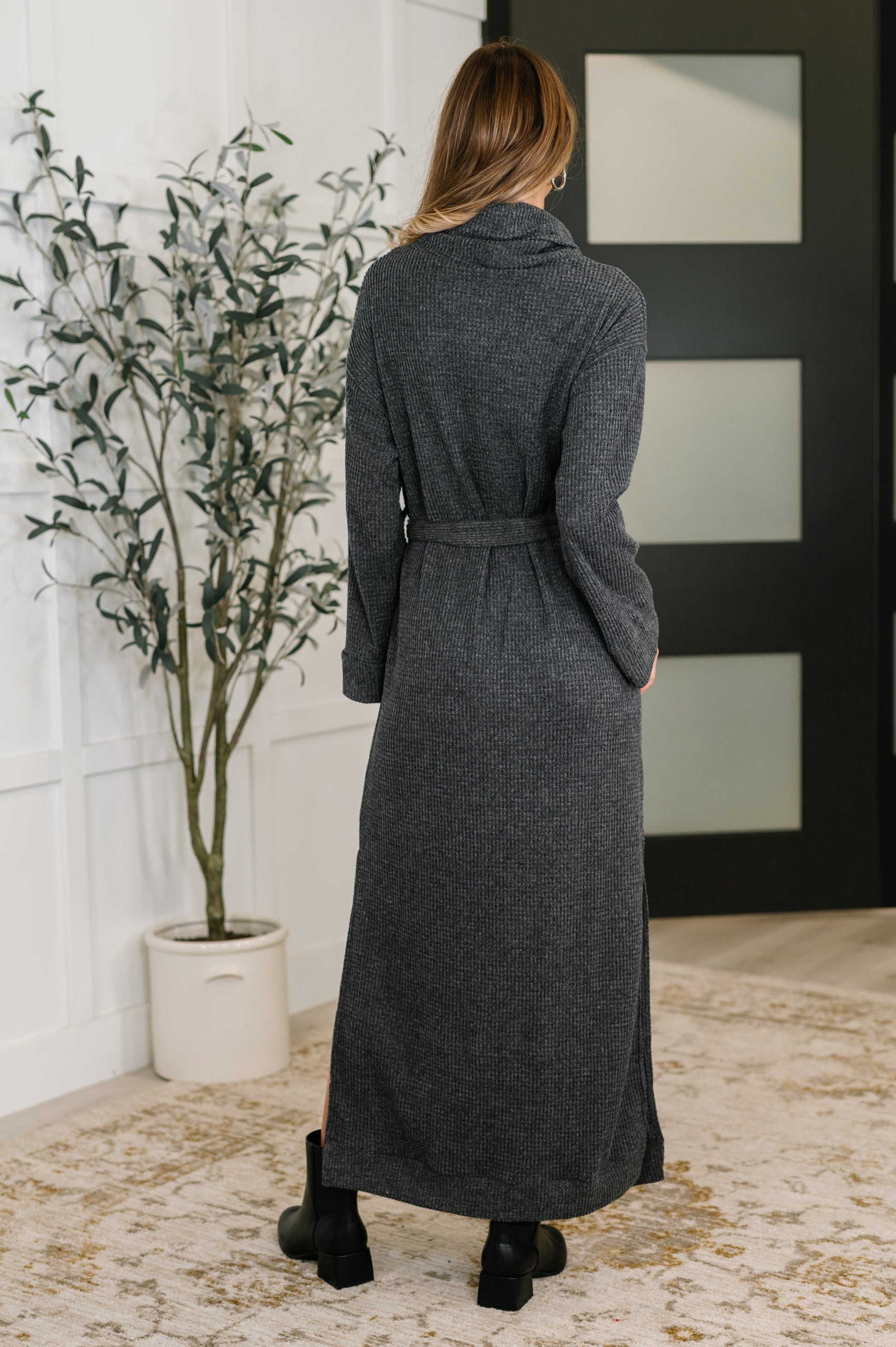 Travel Plush Knit Dress in Charcoal Lady Byrd Boutique Travel Plush Knit Dress in Charcoal Lady Byrd Boutique
